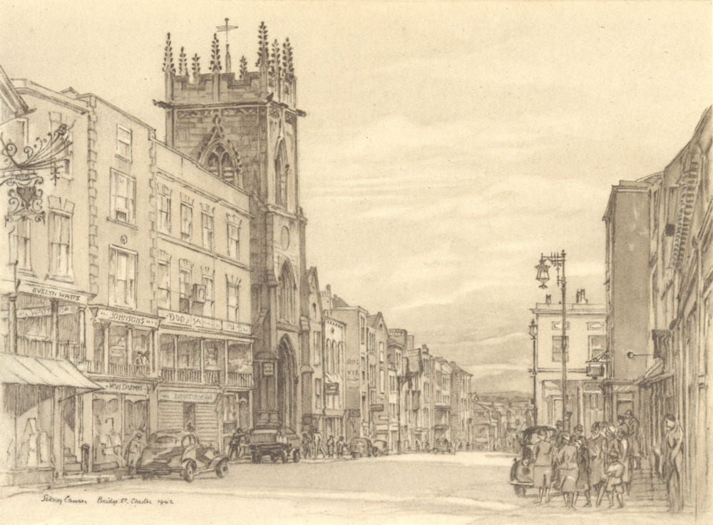 CHESTER. Bridge Street. Cheshire. By Sidney Causer 1948 old vintage print